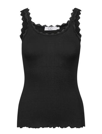 Cc Heart Poppy Silk Lace Camisole Top Ærmeløs Top Sort Coster Copenhagen