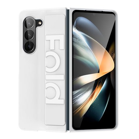 Kompatibel med Galaxy Z Fold 6 elastisk armbånd-deksel, flip-deksel og anti-fallbeskyttelse (hvit)