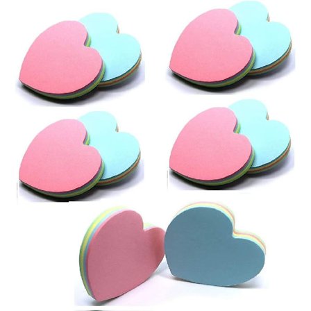 Sjove Hjerteformede Sticky Notes - 100 Ark Blokke Sticky Notes