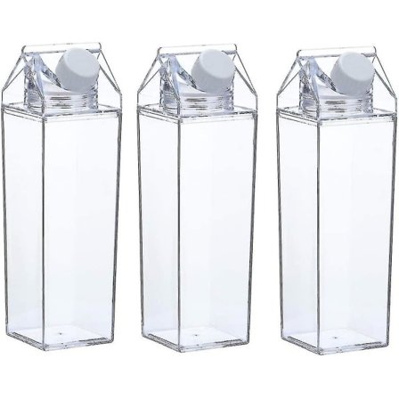 3-pak Mælkekarton Flaske Klar Firkantet Mælk Plastik Lækagesikker Kop-yycl