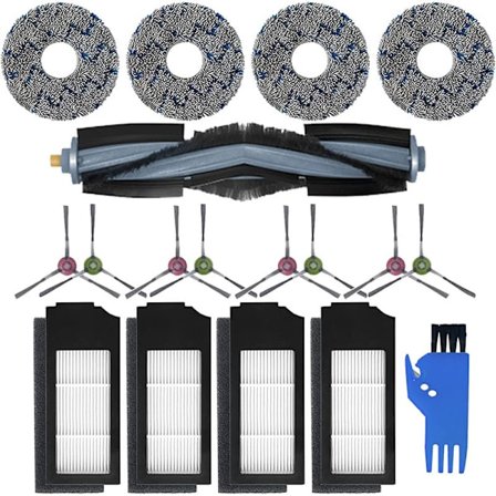 Passar till tillbehör för Ecovacs Deebot X1 Omni / X1 e Omni / X1 Turbo dammsugare, 1 huvudborste, 8 sidoborstar, 4 moppar, 4 filter, 1 