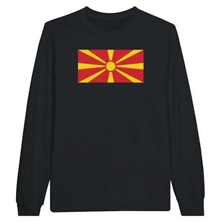 Nordmakedoniens flag langærmet T-shirt i sort