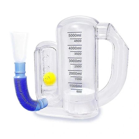 Andningsövningsapparat för lungor, djupandningstränare för vuxna - 5000 ml volymmätning med - Bra Transparent