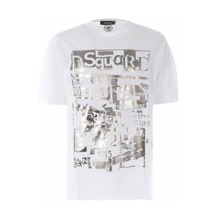 Dsquared2 T-Shirt With Graphic Logo , Wit , Heren , Maat: L