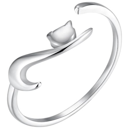 Åben katte ring, justerbar katte ring, kattedyr ring, sød katte ring til kvinder, åben ring(2X2cm,som vist)