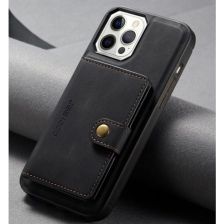 JEEHOOD 3i1vikbar plånboksfodral till iphone 12 pro |svart
