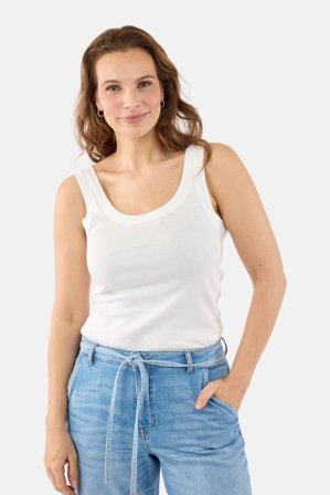 B. COPENHAGEN - Basis Top - Hvid - Rund Hals