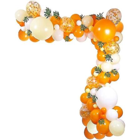 Orange Ballonggirland Båge Kit Med Löv För Fruktfest Dekoration