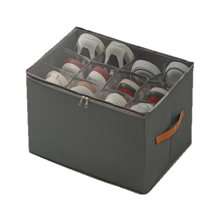 Skoorganisatör för Garderob, 2-pack Skoorganisatör med Transparent Skydd och Stadiga Handtag, Skoförvaring för Garderob Grå