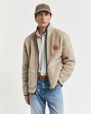 GANT - Ullfleece cardigan til herre i ullblanding til herre oat melange