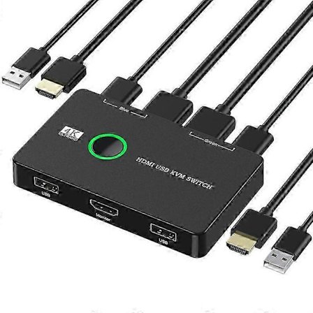 KVM-bryter 2-port boks USB- og HDMI-kompatibel bryter kompatibel med 2 datamaskiner
