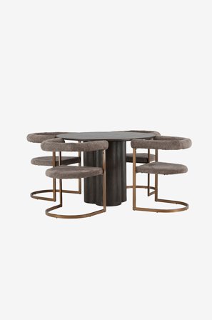 Venture Home - Spisegruppe Olivia med 4 stk stoler Morning - Brun - Spisegruppe 4 personer - Fra Homeroom