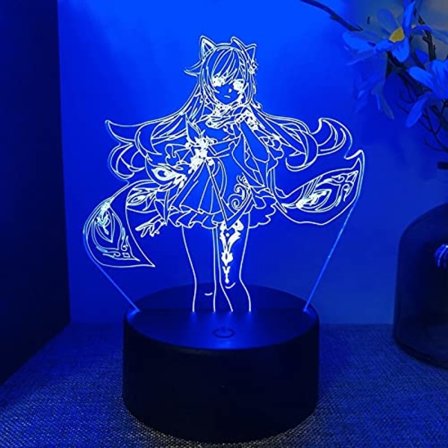 Genshin Impact 3D-lampa nattlampa för sovrumsdekor LED-lampa