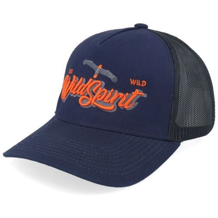 Wild Spirit - Svart trucker Keps - Pin Script Canvas Navy/Black A-frame Trucker @ Hatstore