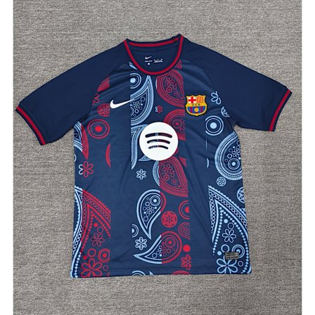 24-25 FC Barcelona Special Edition Drakter Hvit Marineblå Fotball T-skjorte S-2XL