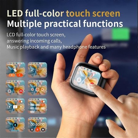 Bluetooth V5.4 Hörlurar med brusreducering, färgskärm, pekskärm, hög ljudkvalitet, binaural ANC+ENC Bluetooth-hörlurar, B