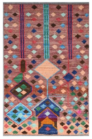 Annodato A Mano Moroccan Berber - Afghanistan 89X143 Tappeto Di Lana Rosso Scuro/Marrone Piccolo