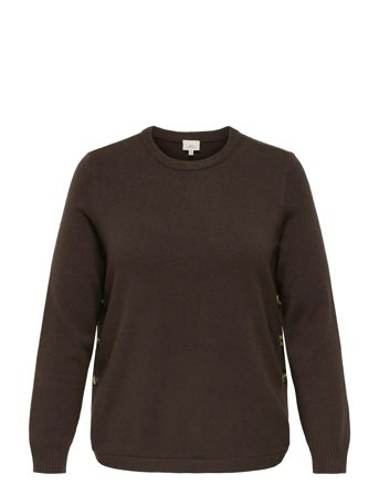 Carmargaretha Ls Button Pullover Knt Brown ONLY Carmakoma