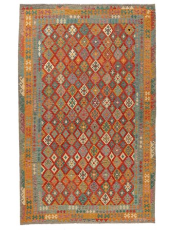 Hand Woven Kilim Afghan Old Style Rug 307X491 Wool Brown/Dark Red Large