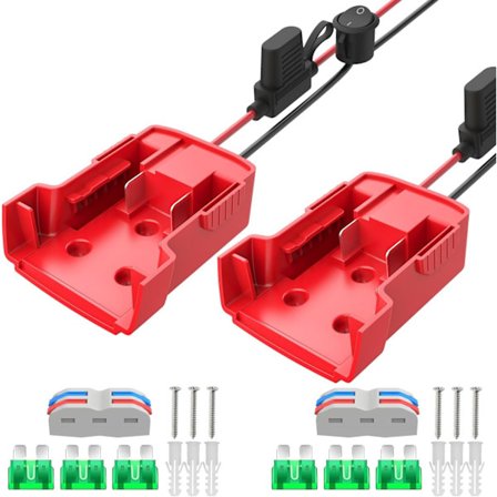 2-pakning Power Wheel-adapter for Milwaukee M18-batteriadapter 18V med sikringer og trådklemmer