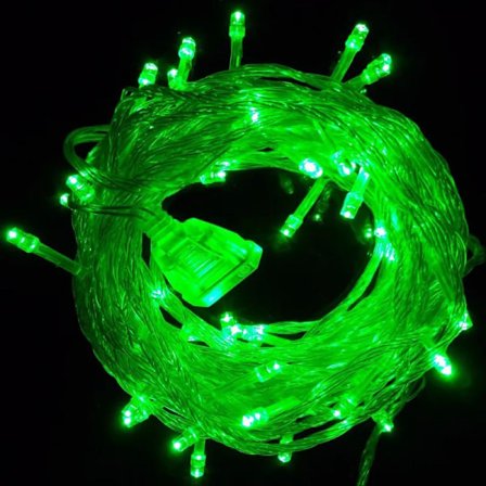 10M 100 LED juletræslys, grøn, 8 lystilstande, julebelysning, til haven, indendørs og udendørs, 10 m