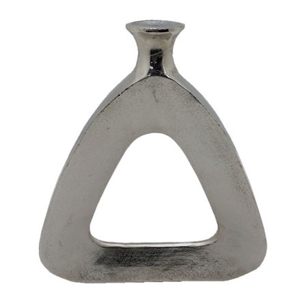 Sølv abstrakt trekantet vase, 33x5x38cm aluminium