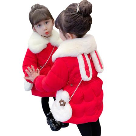 Flickor Vintervarm kanin Barn Toddler Kappa red 130CM