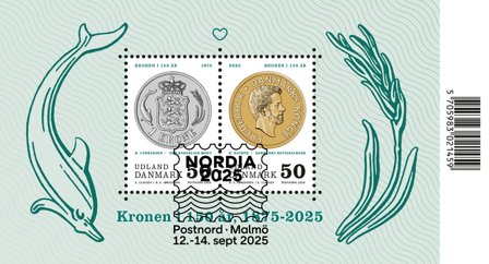 Danmark - Kronen i 150 år - Udstillingsstemplet miniark (Nordia)