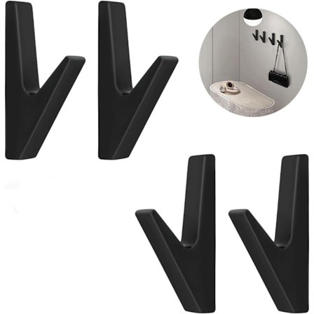 4 st Klädkrokar Multifunktionella Klädkrokar Svart Väggklädkrokar Modern Min