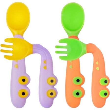 Silikon Baby-skjeer, 4 stk Myke Baby-skjeer Treningsskjeer med