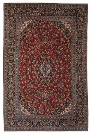 Keshan Rug 245X365 Black/Dark Red Wool, Persia