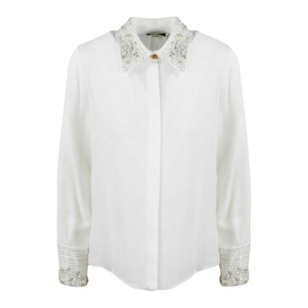 Elisabetta Franchi Pearl Details Shirt , Wit , Dames , Maat: S