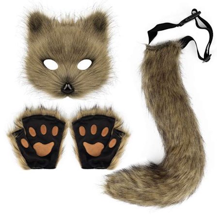 Teko-turkisr v h nt Kissan Varasuden Cosplay-asusetti Pehmoinen Maski P rr iset Kynnet Hanskat Halloween Joulu Grass yellow Grass yellow One Size