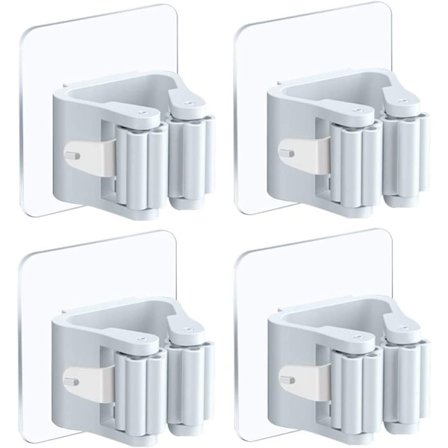 4-delad kvast- och mopphållare, självhäftande rack, ingen borrning