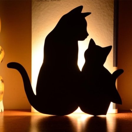 LED-ljusstyrning Ljudstyrning Nattljus Silhuettljus Skuggljus Katt Vägglampa Svart batteri(Mor och barnkatt)