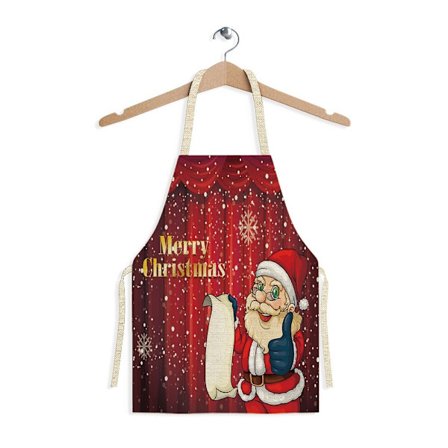 Festlig Jul Förkläde med Tryck - Jul Köksförkläde i Linne