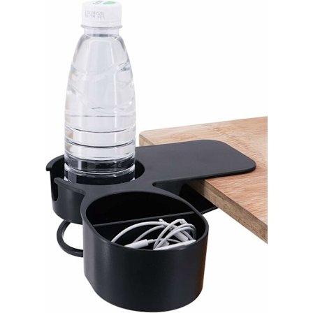 Fästbar dryckeshållare för hem, kontor, skrivbord, kontorsstol - Svart