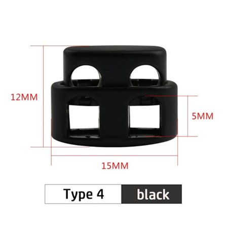 10 stk/pakke Fjederspænde Snorlås SORT 4 4