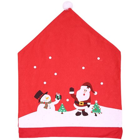 Røde juletrekk til stoler 4 stk med nisse og snømann passer de fleste spisestoler perfekt for julebord og hjemmedekorasjon