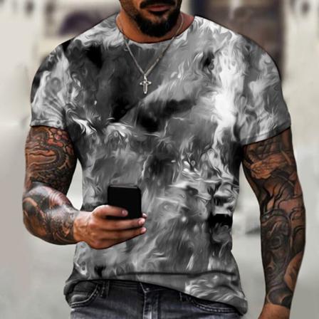Män Abstrakt Print Toppar Kortärmad T-shirt