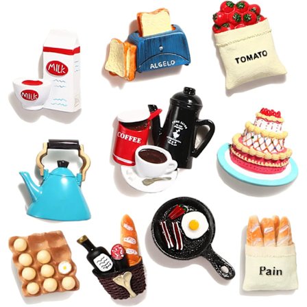 10-pakning Søte Magneter for Kjøleskapsmagnet 3D Mat Resin Kjøleskap Magneter, Dekorasjon for Kjøkken Kontor Whiteboard Magneter