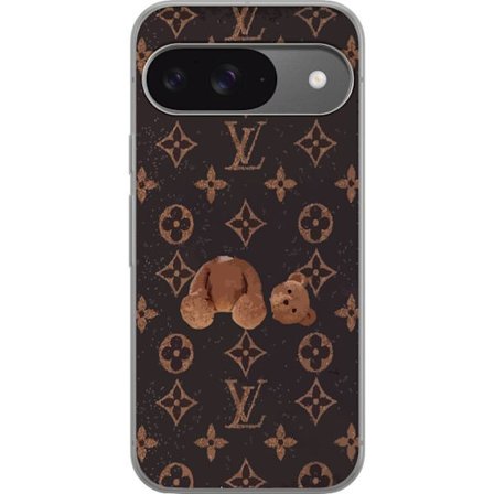Kompatibel Mobilcover til Google Google Pixel 9 Pro Luksuriøst monogrammønster med knust bamse i mørk modeæstetik