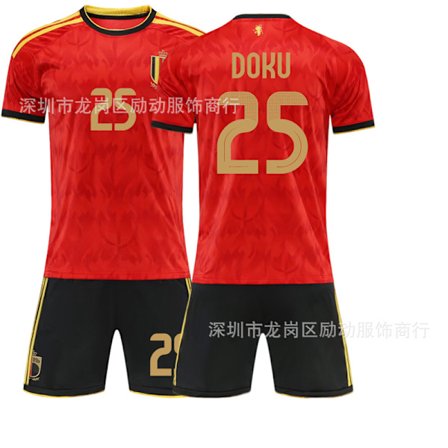 2025–2026 Belgia VM Hjemme Barn Voksen Fotballdrakt Sett Nr.7 De Bruyne Nr.10 Lukaku Nr.25 Doku Nr.26