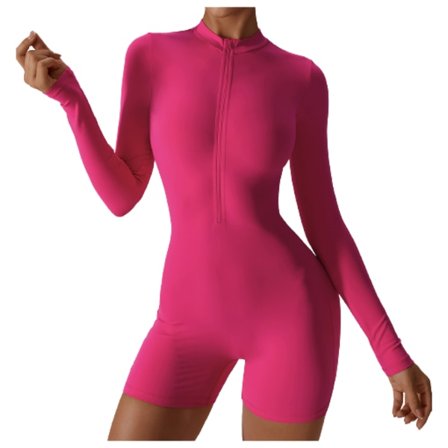 Långärmad dam med dragkedja One Piece Shorts