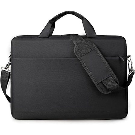 Laptopveske, 15,6-tommers støtsikker polstret laptop-sleeve-dokumentmappe, datamaskin messenger jobbveske, for menn (15-tommers) og kvinner, svart