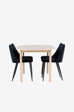 Venture Home - Andy Spisebord med Night Dining Chair - Svart - Spisegruppe 4 personer - Fra Homeroom