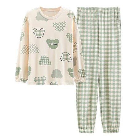 Pyjamas Dame bomuld langærmet bukser pullover tyndt tøj