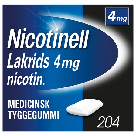 Nicotinell Lakrids Tyggegummi 4 mg 204 stk, Medicin & Pleje, Rygestop, Nikotintyggegummi