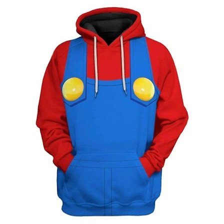 Mario Luigi Peach Bowser Donkey Kong Kostyme Voksne Hoodies Unisex Langarmet Gensere Super Mario Bros Film Hettejakke Cosplay Kostymer Mario