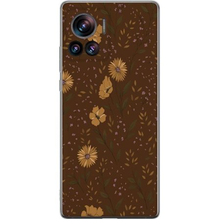 Kompatibelt Mobilskal till Motorola Motorola Edge 30 Ultra Bruna blommor retro blommönster blommig design 70-tals vintagestil mönster bohemisk tapet